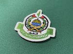 Hamas, Islamic Resistance Movement, Harakat al-Muqawama al-Islamiya, Palestinian militant group, Gaza, Al-Qassam Brigades, Dome of the Rock, crossed swords, resistance emblem, Arabic text, Palestinian resistance, Islam, jihad, Islamic symbol, collector’s patch, embroidered patch, Middle East conflict, militant insignia, green and white patch, Palestine liberation.