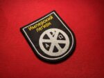 Russian Imperial Movement patch, Имперский Легион, RIM insignia, Chi-Rho symbol, Alpha Omega, embroidered patch, paramilitary reproduction, Russian nationalism, Velcro patch, historical patch, far-right movements, Imperial Legion, collectible insignia, military history, Christian symbolism patch, Russian far-right, nationalist patch, Russian paramilitary, Cyrillic text patch, replica patch, military collectible, reenactment patch, imperialist insignia, historical replica, Alpha Omega emblem, Chi-Rho design, military-inspired patch, gold lettering patch, Russian collectible, modern nationalist patch, Russian historical movement, educational patch, black shield patch, white outline patch, Russian Christian emblem, ultra-nationalist patch, militaria patch, Christian militarism, Russian history insignia, imperialist design, Eastern European patch, historical education patch.