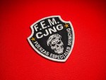 CJNG patch, Fuerzas Especiales Mencho patch, F.E.M. insignia, CJNG badge, Mexican cartel patch, Jalisco New Generation patch, satin border patch, tactical skull patch, replica insignia, Mexican military style patch, collector patch