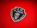 CJNG patch, Fuerzas Especiales Mencho patch, F.E.M. insignia, CJNG badge, Mexican cartel patch, Jalisco New Generation patch, satin border patch, tactical skull patch, replica insignia, Mexican military style patch, collector patch