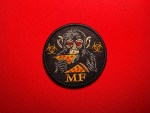 Changuito Ántrax MF Mayito Flaco anti-Chapitos Sinaloa Cartel faction patch featuring monkey emblem, Ántrax biohazard symbols, and cartel-war insignia design for collectors