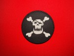 Black and white round skull and crossbones patch with eyepatch, Wagner-style orc skull pirate morale patch 3.5 inch tactical insignia