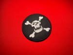 Black and white round skull and crossbones patch with eyepatch, Wagner-style orc skull pirate morale patch 3.5 inch tactical insignia