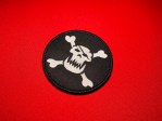 Black and white round skull and crossbones patch with eyepatch, Wagner-style orc skull pirate morale patch 3.5 inch tactical insignia