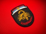 Serbian Škorpioni Шкорпиони Scorpions Patch 4 inch Yugoslav Wars Paramilitary Insignia Cyrillic Embroidered Badge Serbia Military Collector Patch Balkans War Scorpion Emblem Black Shield Gold Scorpion Patch Kosovo Bosnia Croatia Conflict Memorabilia
