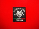 CDN A La Orden Del Señor 000666 devil patch 4x3.5 embroidered Tropa del Infierno Cartel del Noreste Nuevo Laredo Mexico black white red green insignia morale patch devil face 000666 CDN patch