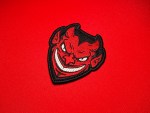 red devil head embroidered patch 3.75 inch cartel del noreste cdn style tropa del infierno devil face insignia nuevo laredo mexico red black morale patch custom cut devil patch