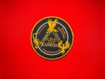 Large 6-inch embroidered Cártel del Golfo CDG XIX La Kena faction patch featuring an eagle, scorpion, phoenix, and Spanish motto surrounding a triangular emblem.