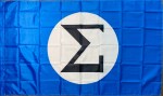 Blue 3×5-foot Ação Integralista Brasileira historical flag featuring a black Greek sigma inside a white central circle.