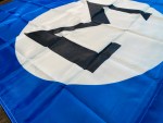 Blue 3×5-foot Ação Integralista Brasileira historical flag featuring a black Greek sigma inside a white central circle.